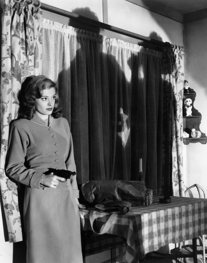 Jane Greer en “Retorno Al Paraíso” (1947) de Jacques Tourneur. Film Noir